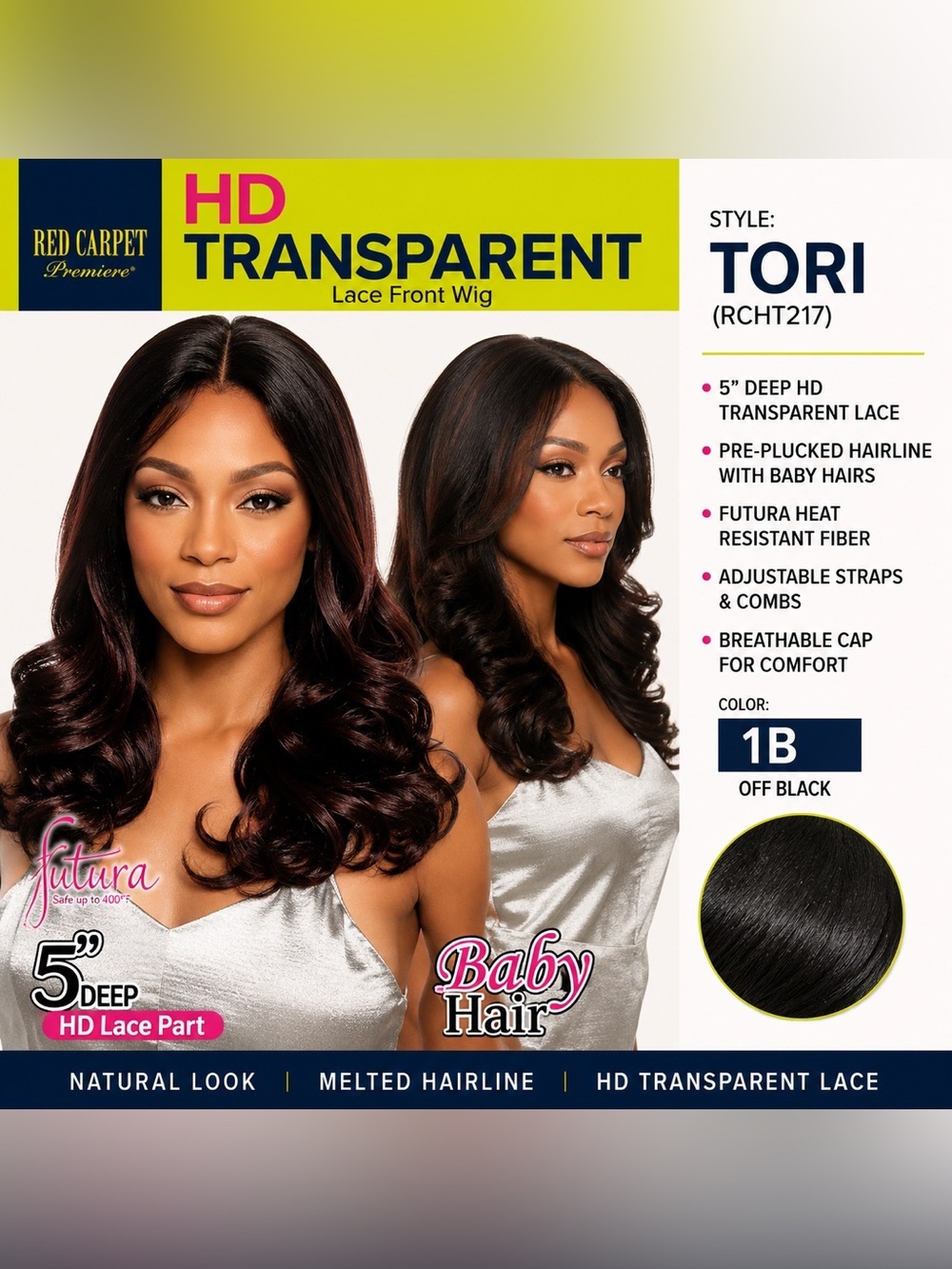 Mane Concept TORI RCHT217 HD Transparent Lace Front Wig 1B NWT